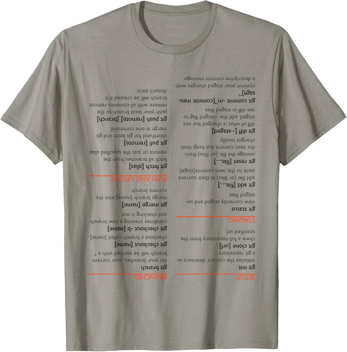 Upside down git cheat sheet T-Shirt - T-Shirt | Sand