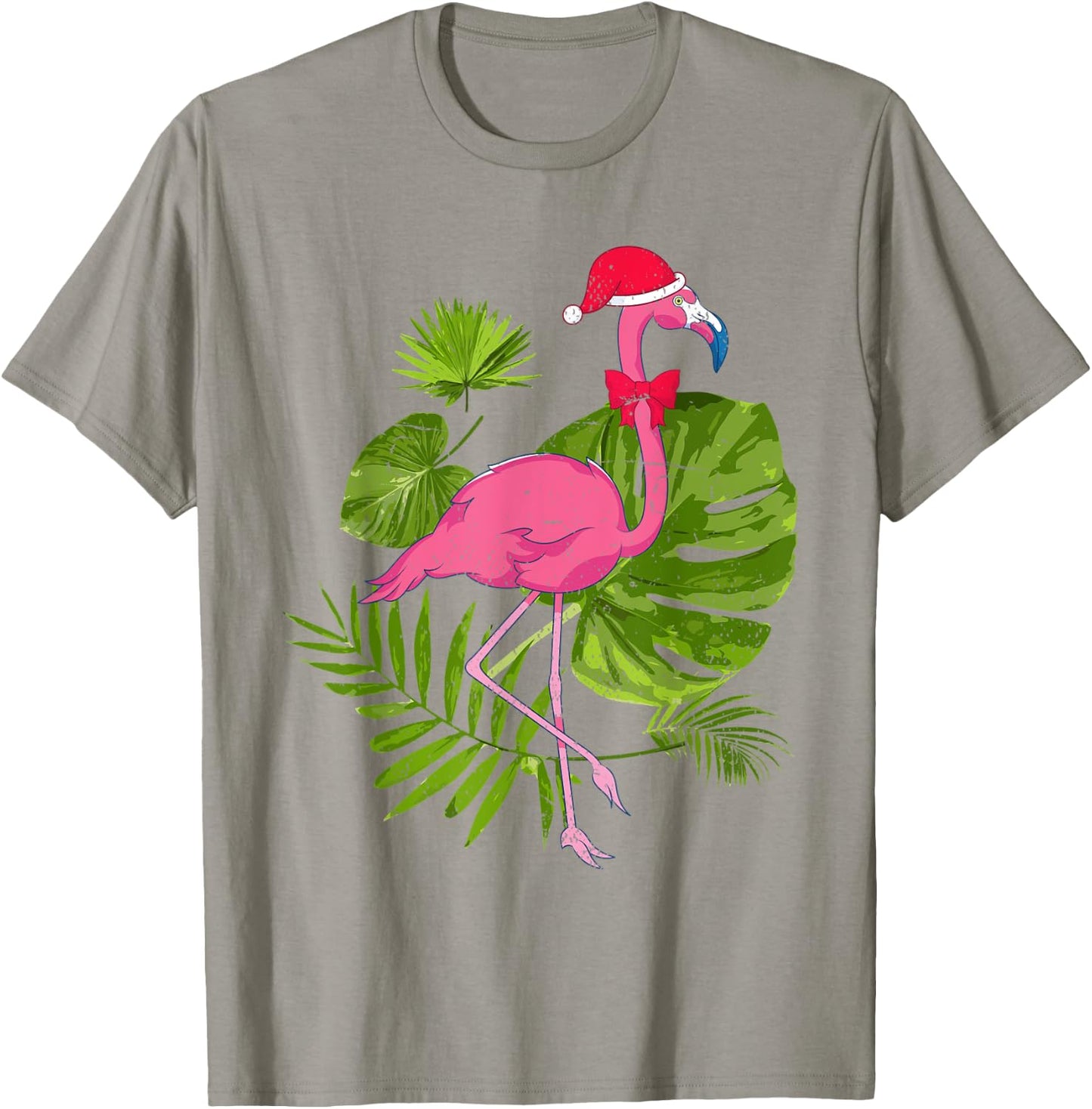 Tropical Santa Hat Flamingo Hawaii Summer Christmas In July Men Women Kids T-Shirt - T-Shirt | Sand