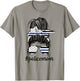 Police Mom Messy Bun Police Officer Mom Mother Blue Line T-Shirt - T-Shirt | Sand