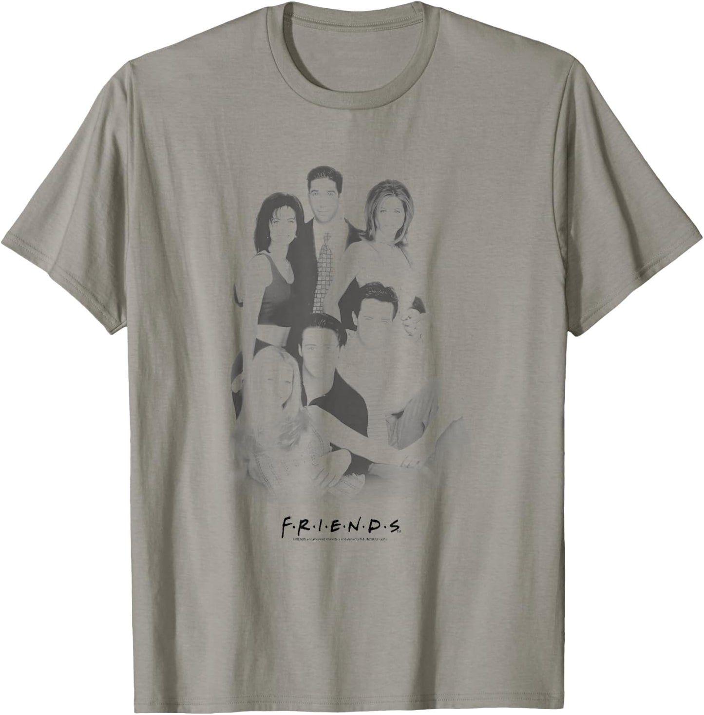 Friends Cast Group Shot Black and White Photo TV Show T-Shirt - T-Shirt | Sand