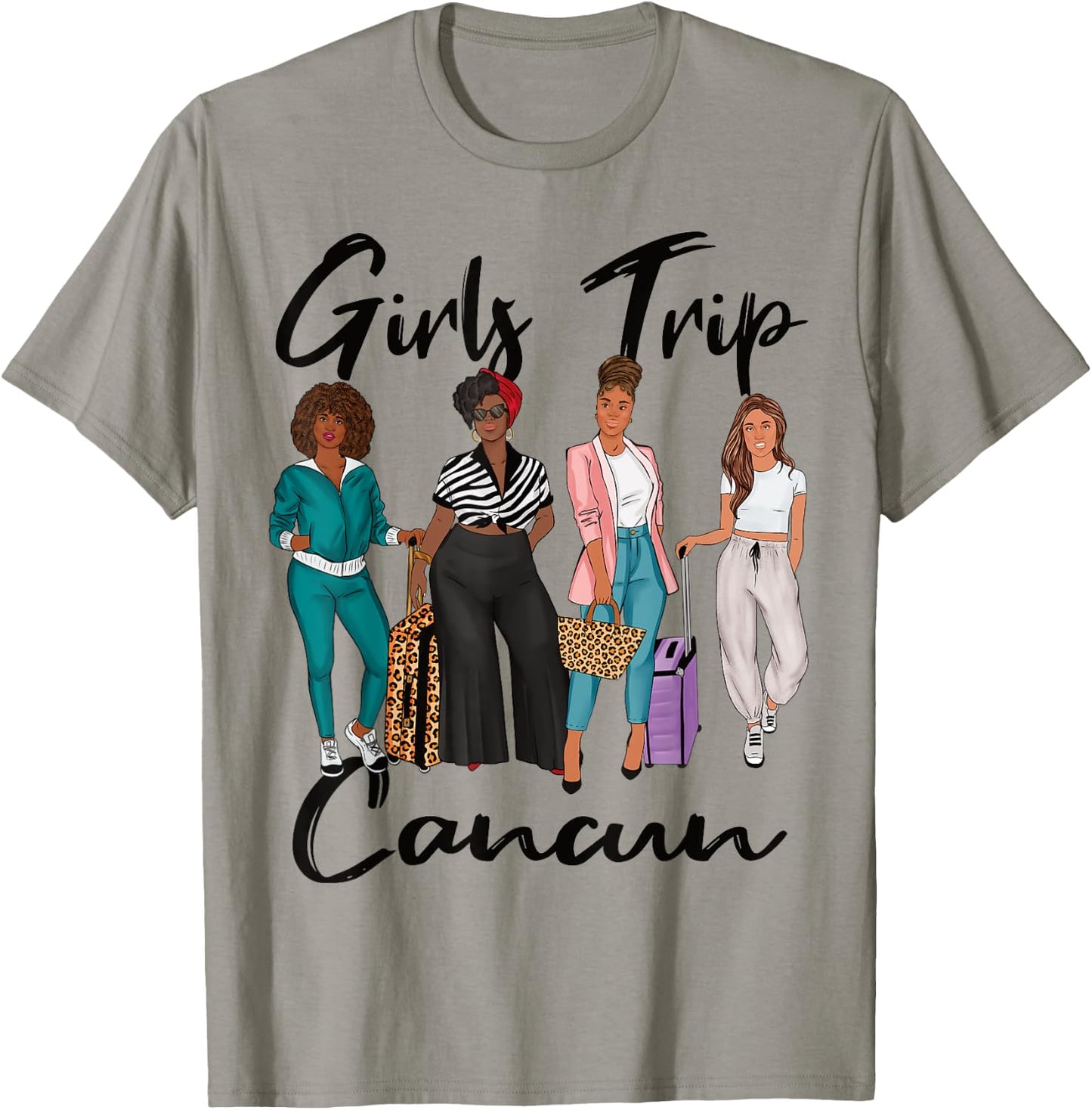 Girls Trip Cancun For Melanin Afro Black Vacation Women T-Shirt - T-Shirt | Sand