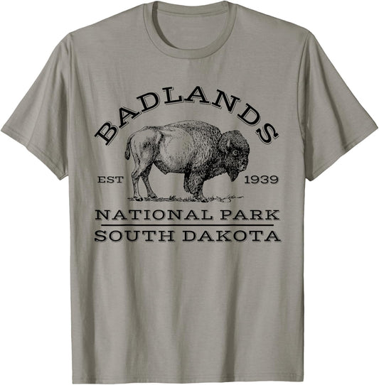 Badlands National Park Buffalo South Dakota Hike Outdoors T-Shirt - T-Shirt | Sand