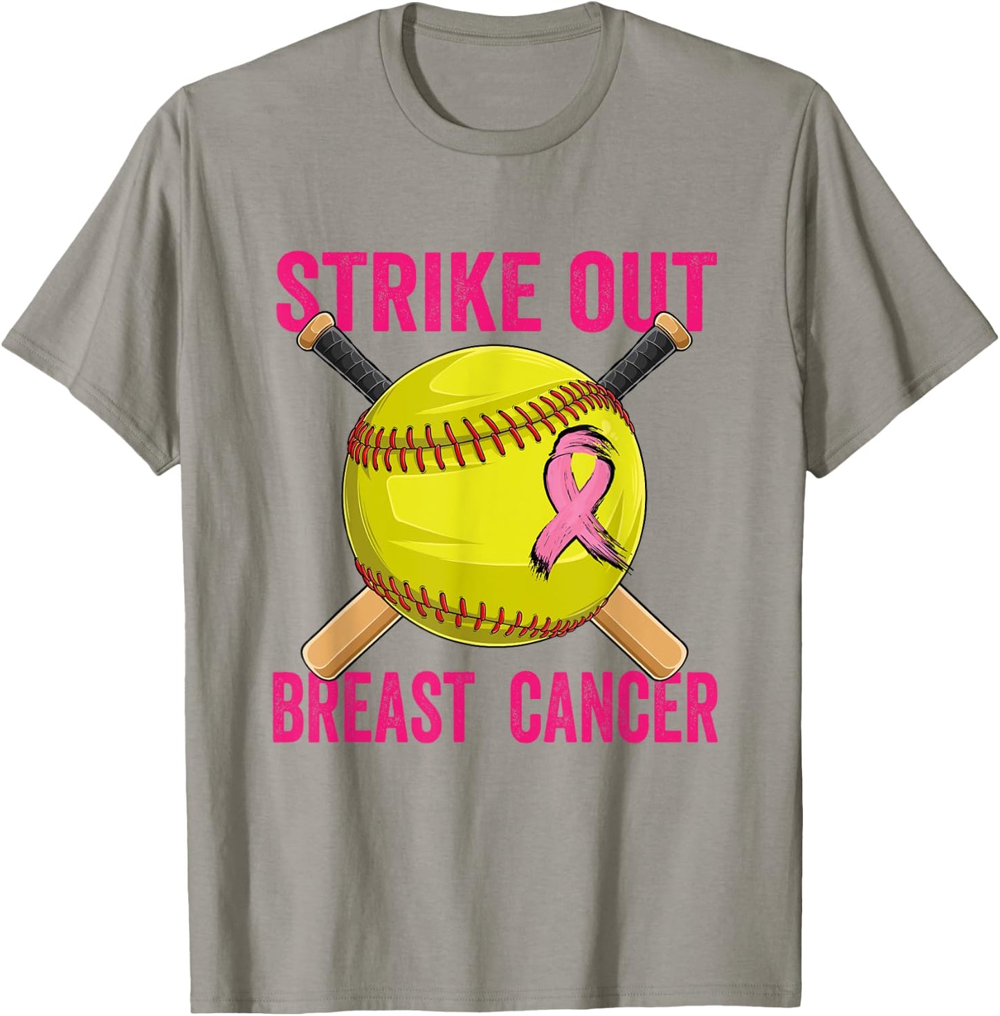 Strike Out Breast Cancer Awareness Softball Fighters T-Shirt - T-Shirt | Sand