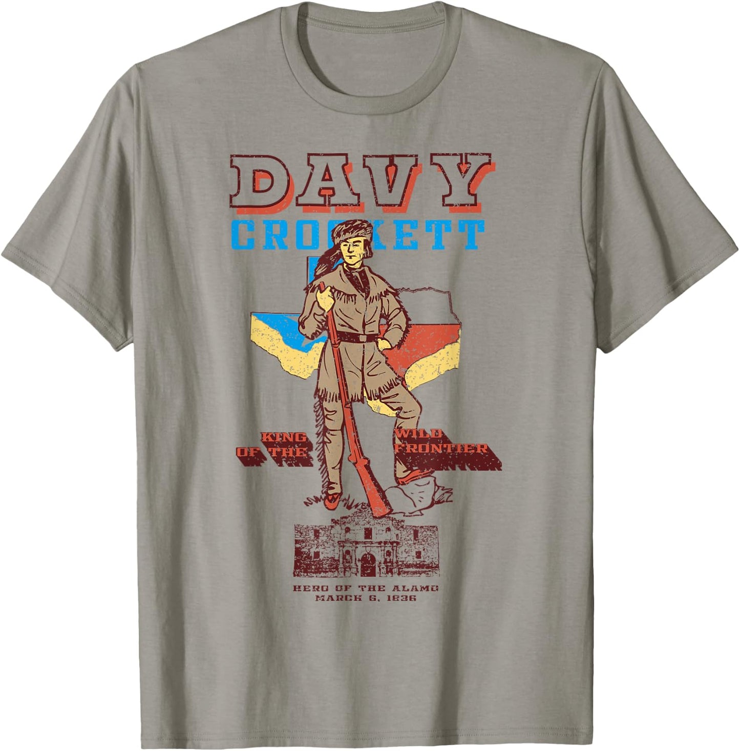 Davy Crockett Texas Alamo Cowboy Vintage Souvenir T-Shirt - T-Shirt | Sand