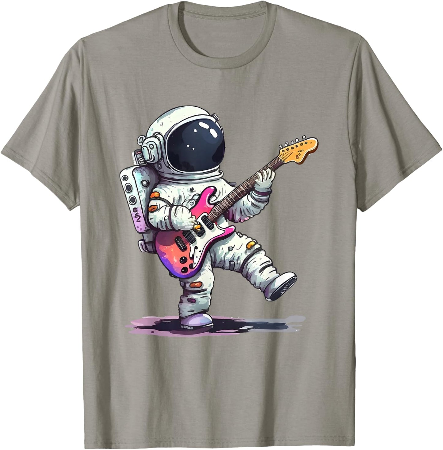 Cute Little Solar Sytsem Guitar Cosmonaut Galaxy Astronaut T-Shirt - T-Shirt | Sand