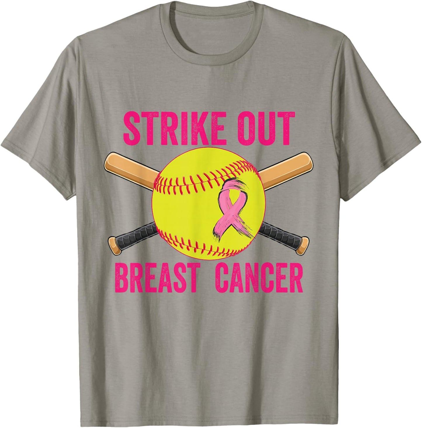 Strike Out Breast Cancer Awareness Softball Fighters T-Shirt - T-Shirt | Sand