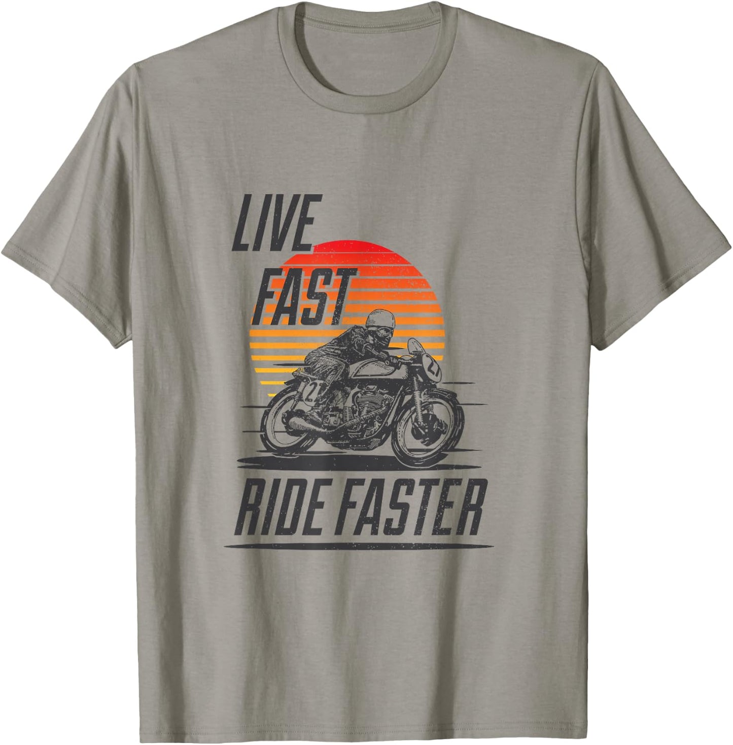 Live Fast Ride Faster - Vintage Motorcycle Riding T-Shirt - T-Shirt | Sand