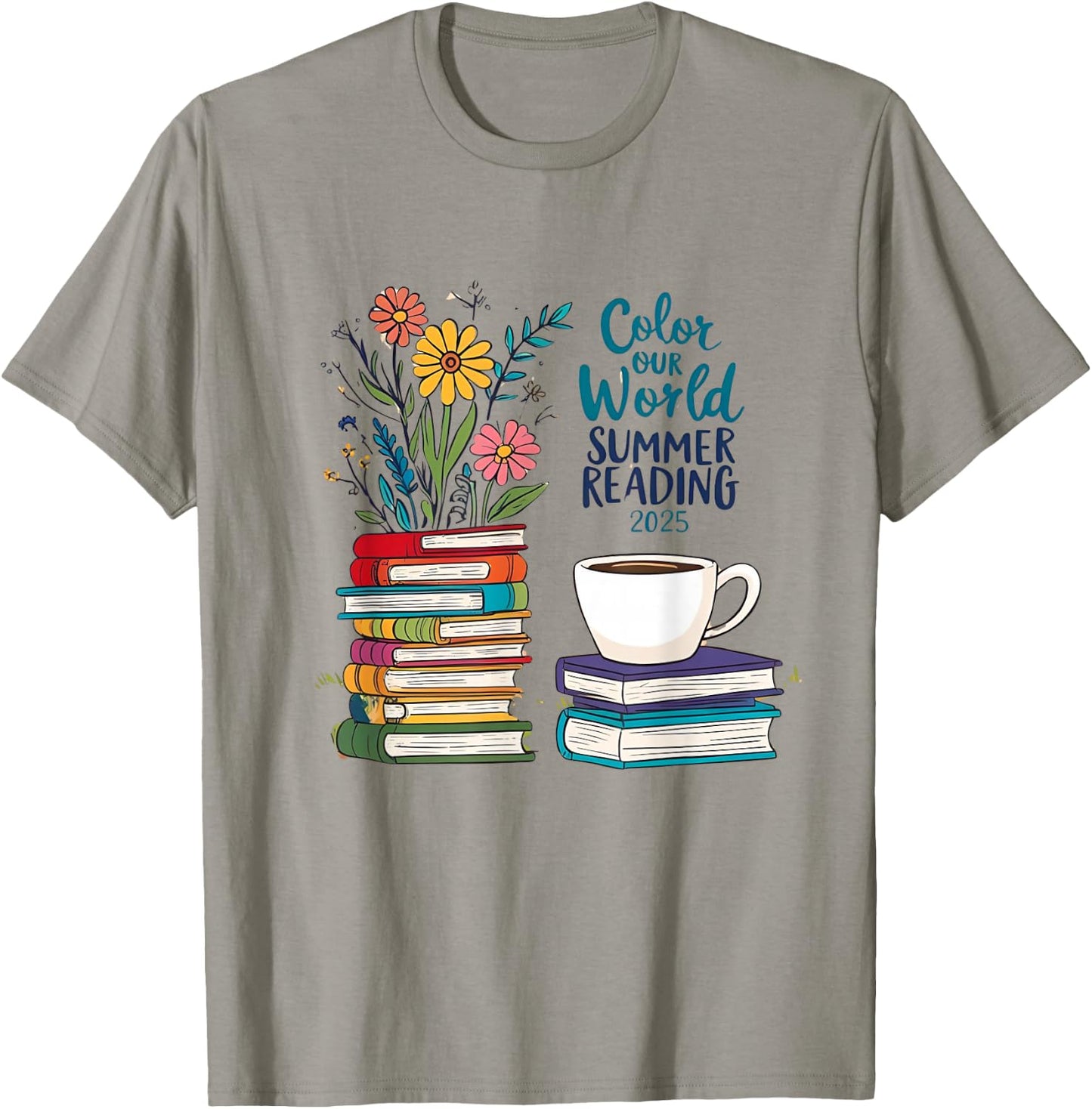 Color Our World Summer Reading 2025 Boho Wildflower Book T-Shirt - T-Shirt | Sand
