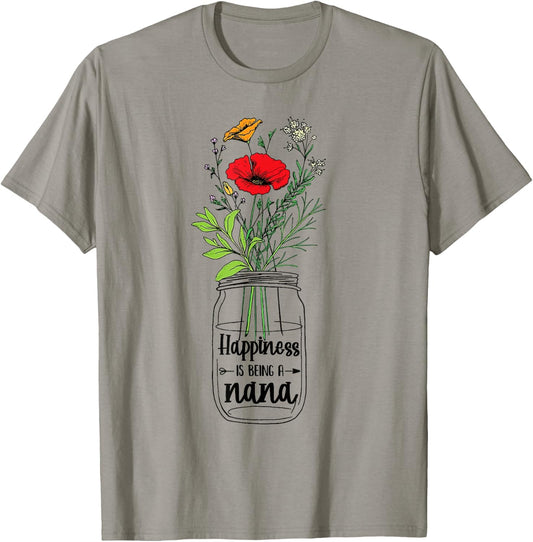 Happiness is being a Nana Announcement Mothers Day T-Shirt - T-Shirt | Sand