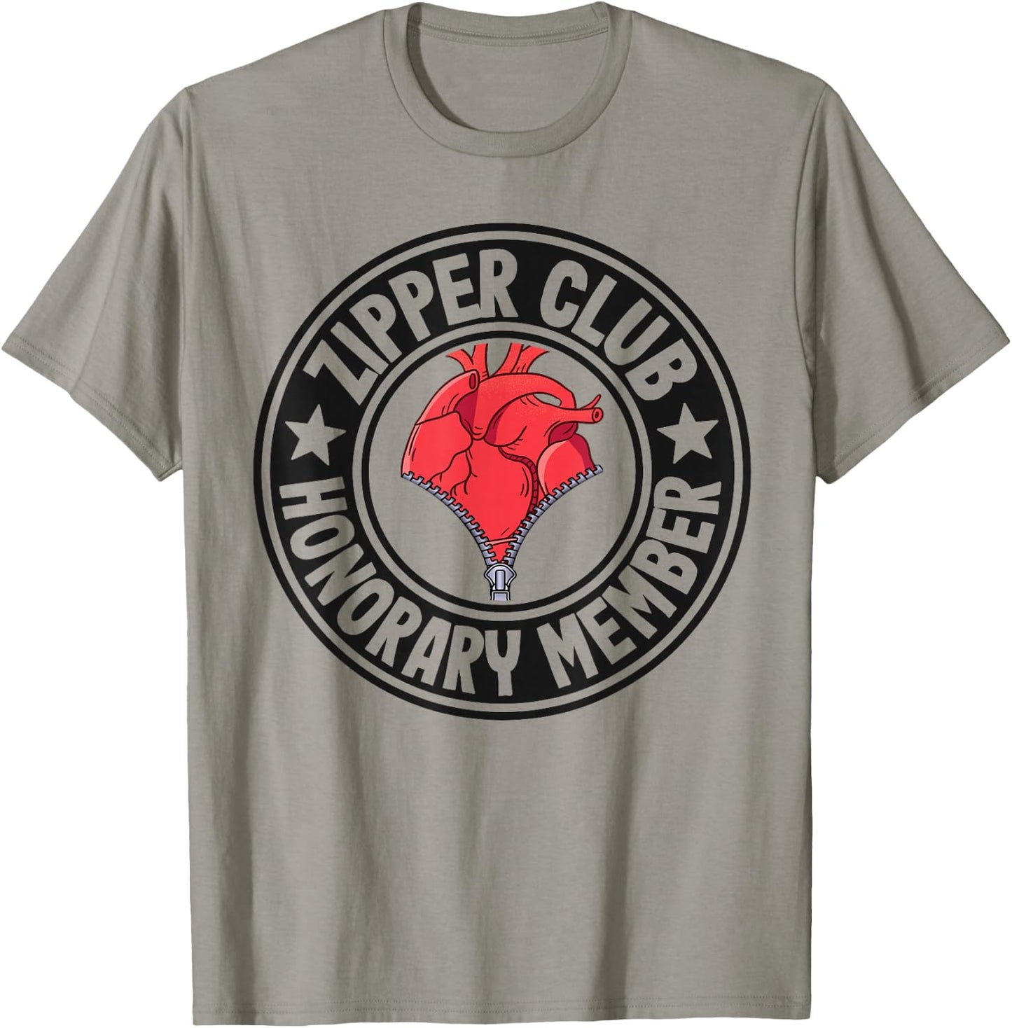Zipper Club Honorary Member Bypass Open Heart Surgery T-Shirt - T-Shirt | Sand