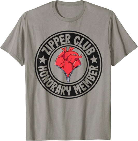 Zipper Club Honorary Member Bypass Open Heart Surgery T-Shirt - T-Shirt | Sand