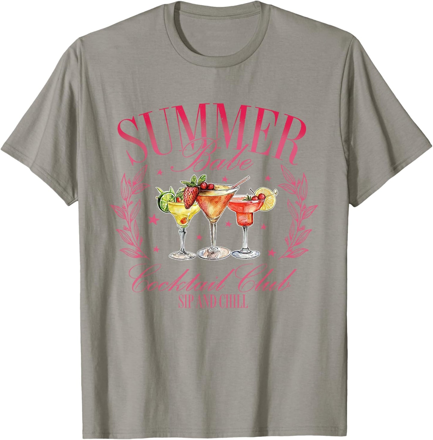Vintage Retro Summer Babe Cocktail Club Drinking Lovers T-Shirt - T-Shirt | Sand