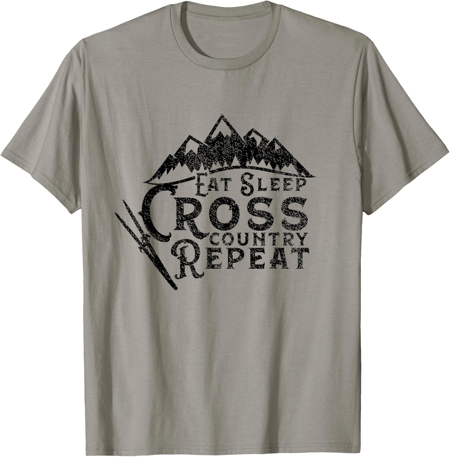 Eat Sleep Cross Country Repeat XC Skiing Cross-Country Ski T-Shirt - T-Shirt | Sand