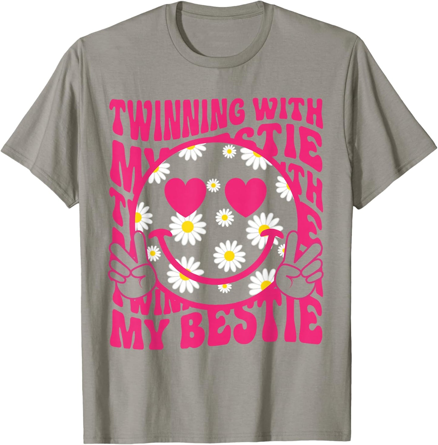 Twinning With My Bestie Spirit Week Twin Day Best Friend 70s T-Shirt - T-Shirt | Sand