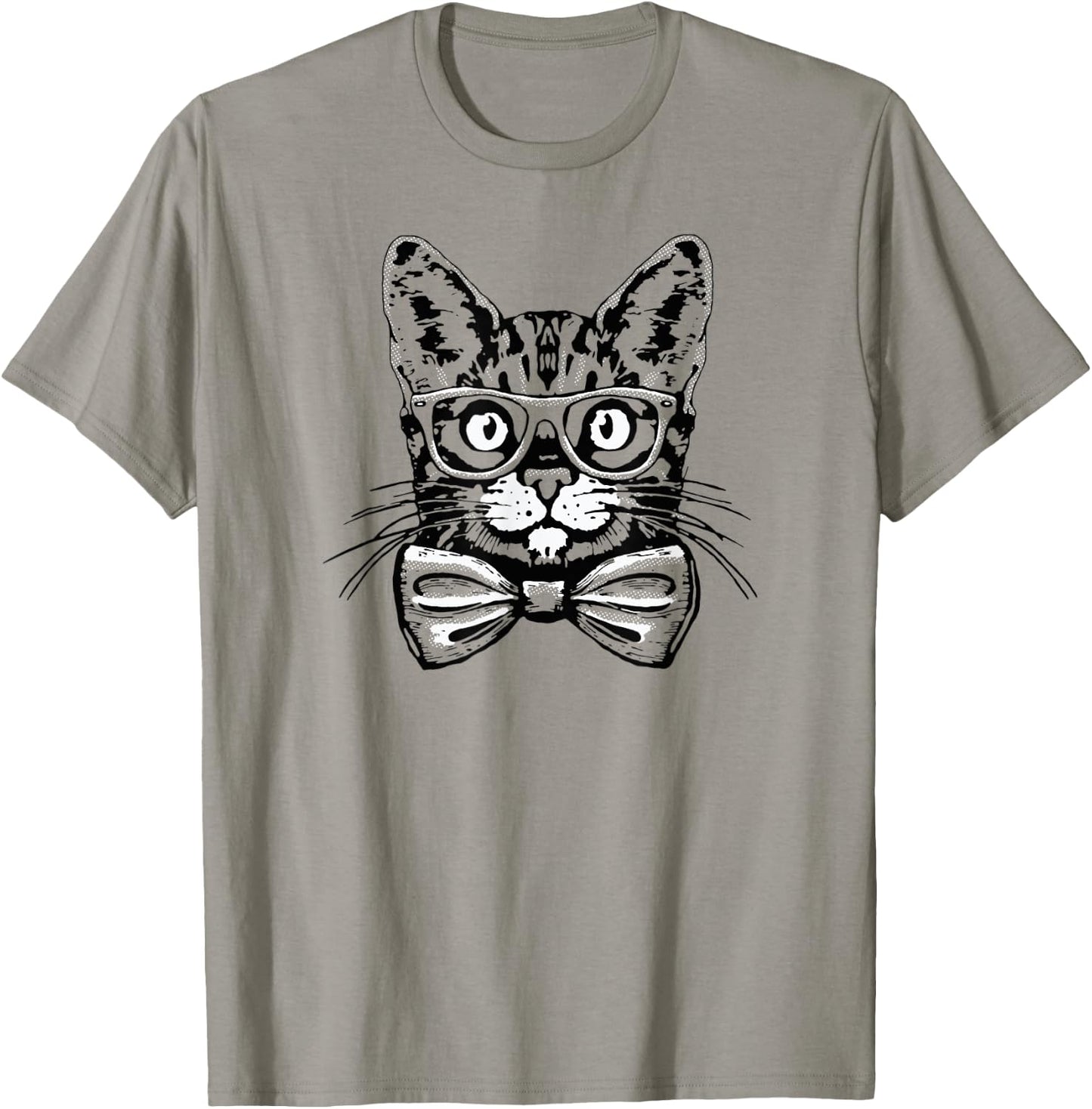 Hipster Cat Bowtie Glasses Pop Art Funny Cute Cat Lover Women Kids T-Shirt - T-Shirt | Sand