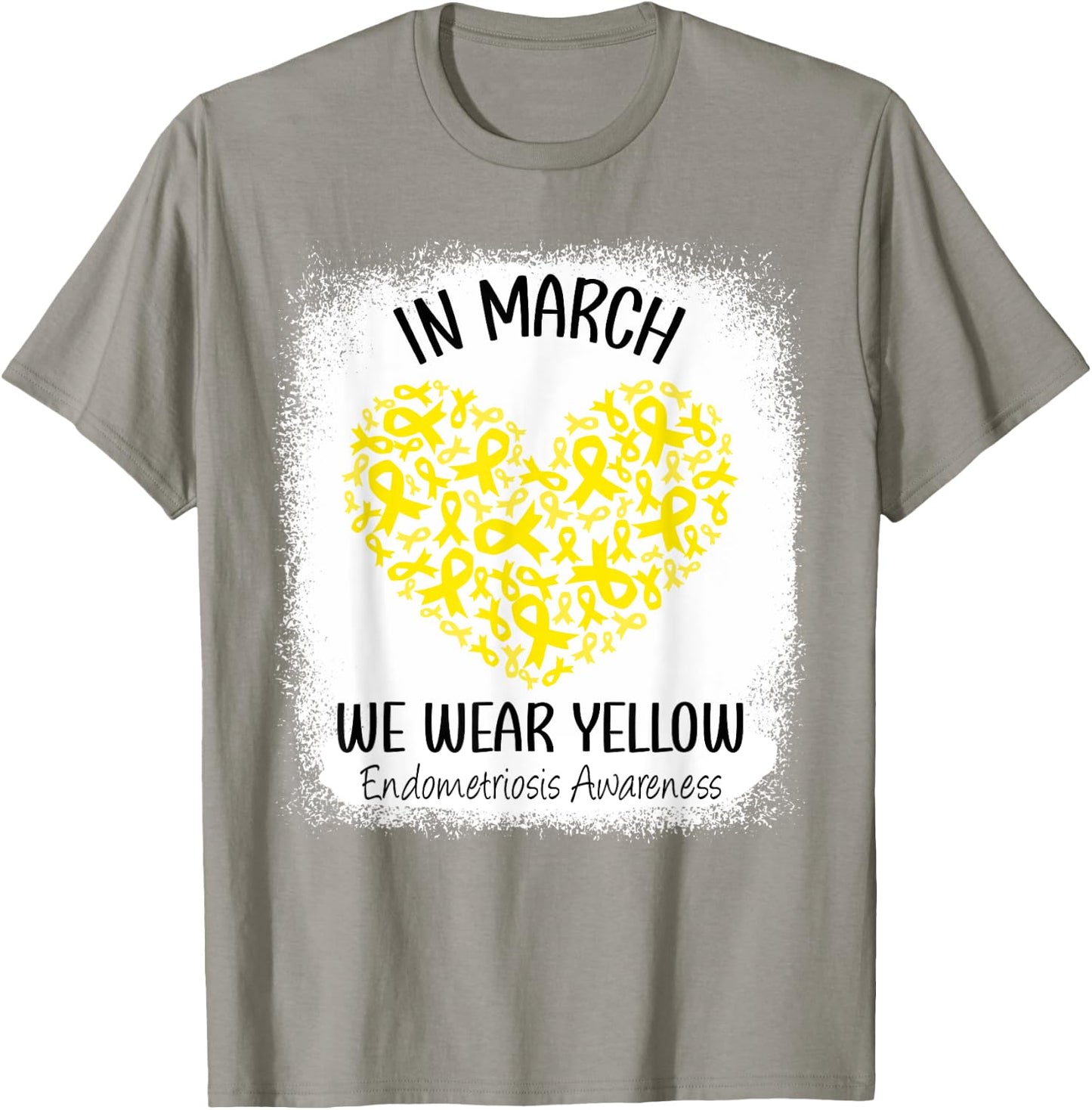 Heart In March We Wear Yellow Endometriosis Awareness T-Shirt - T-Shirt | Sand