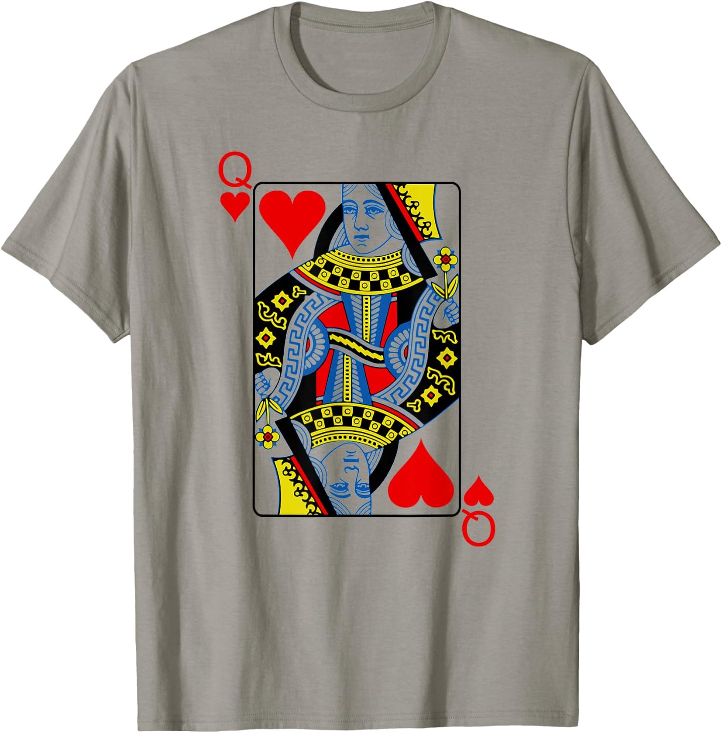 Queen Of Hearts Playing Cards Poker T-Shirt - T-Shirt | Sand