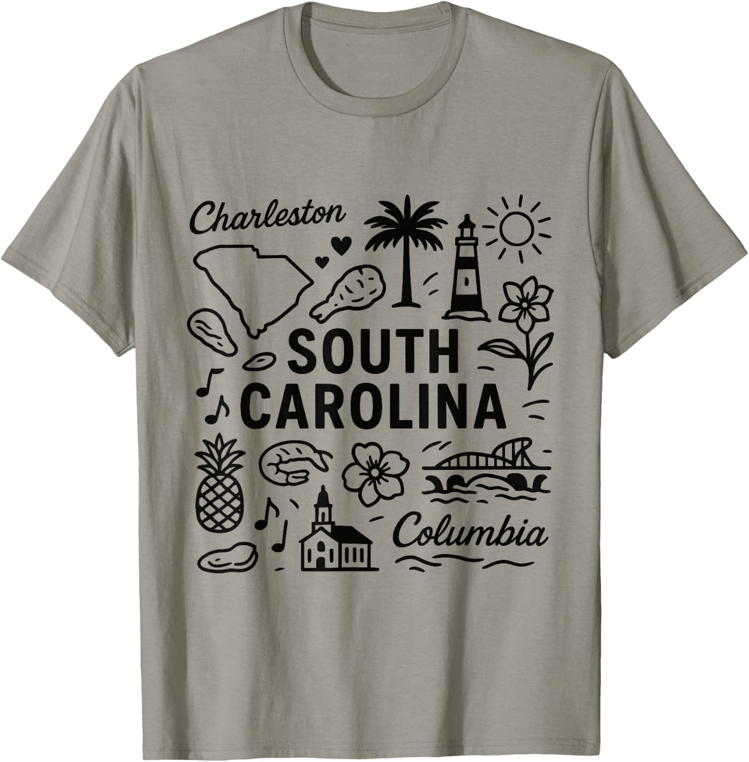 South Carolina USA State Symbols Vintage Souvenir Cute T-Shirt - T-Shirt | Sand