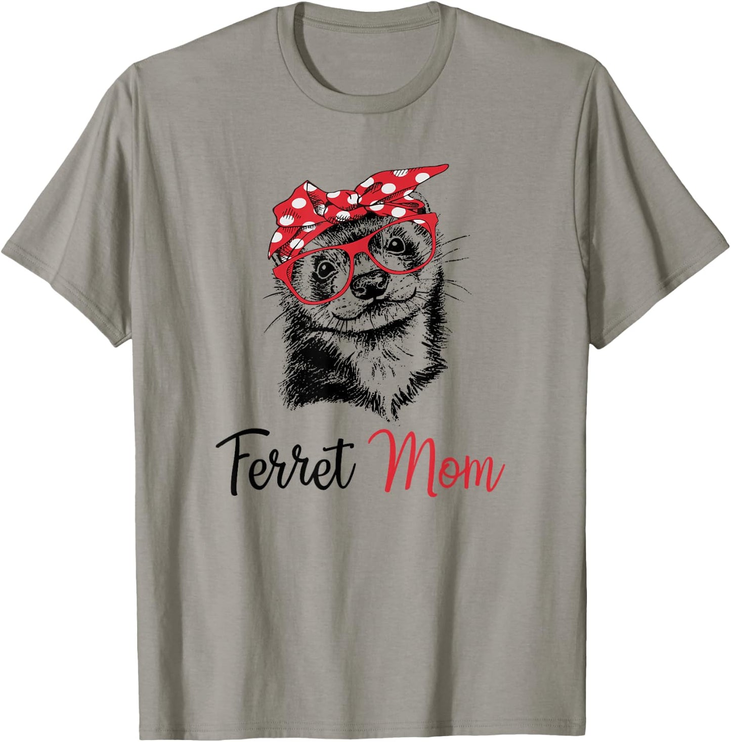 Funny Girls Glasses Bandana Mom Ferret Lover T-Shirt - T-Shirt | Sand