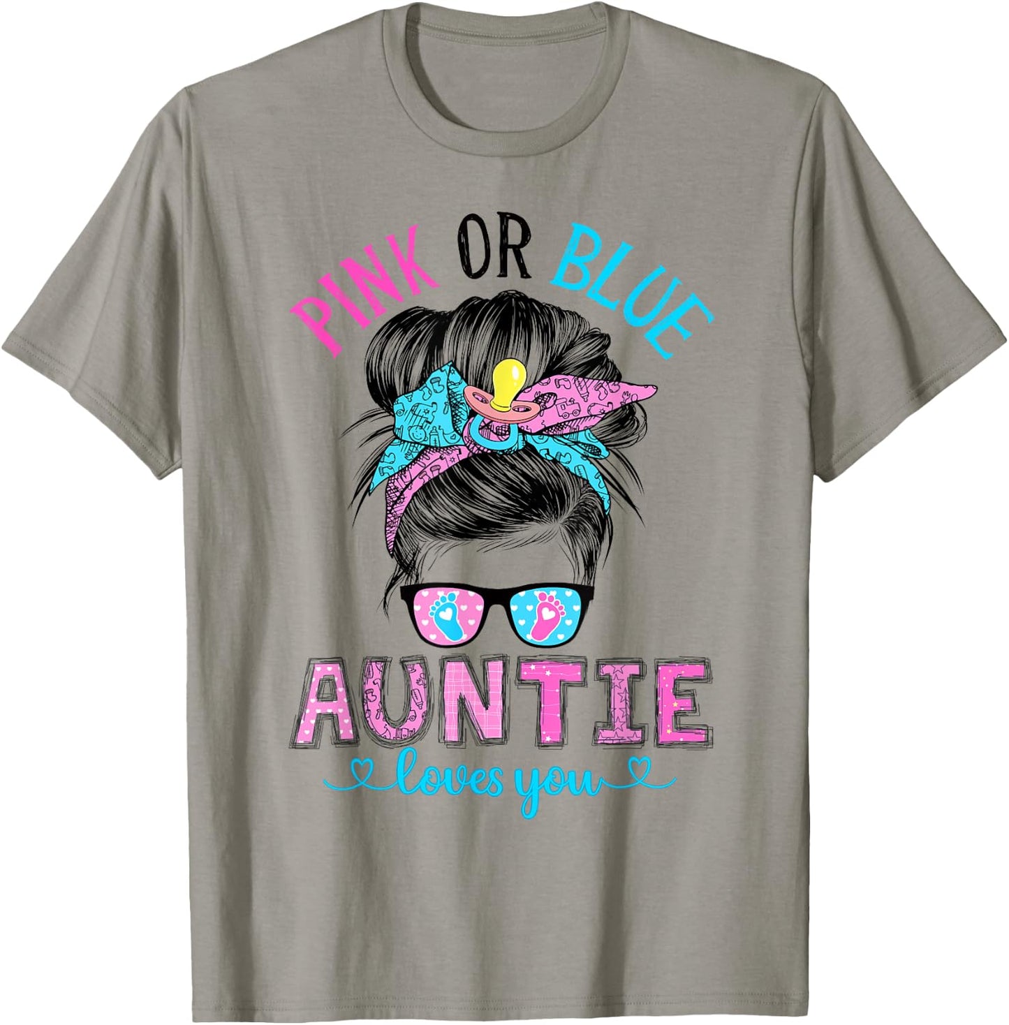 Pink or Blue Auntie Loves You T-Shirt - T-Shirt | Sand