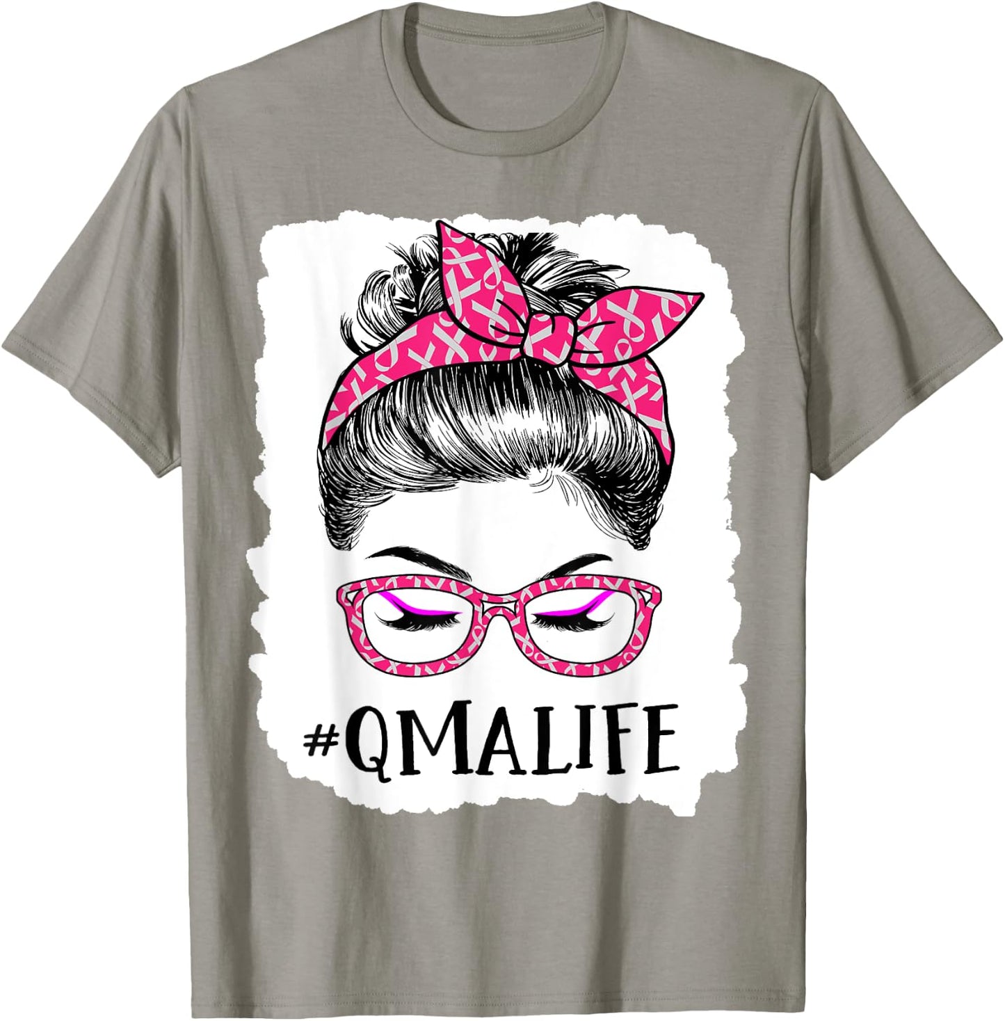 QMA Qualified Medication Aide In October We Wear Pink T-Shirt - T-Shirt | Sand