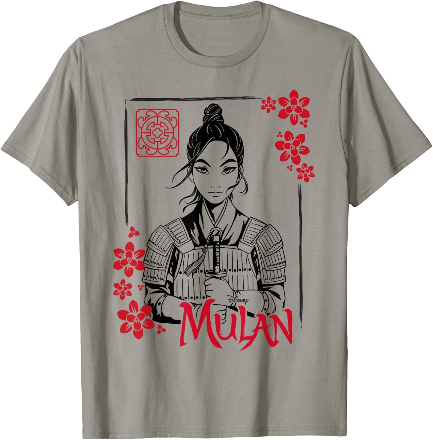 Disney Mulan Live Action Mulan Floral Ink Portrait Small T-Shirt - T-Shirt | Sand