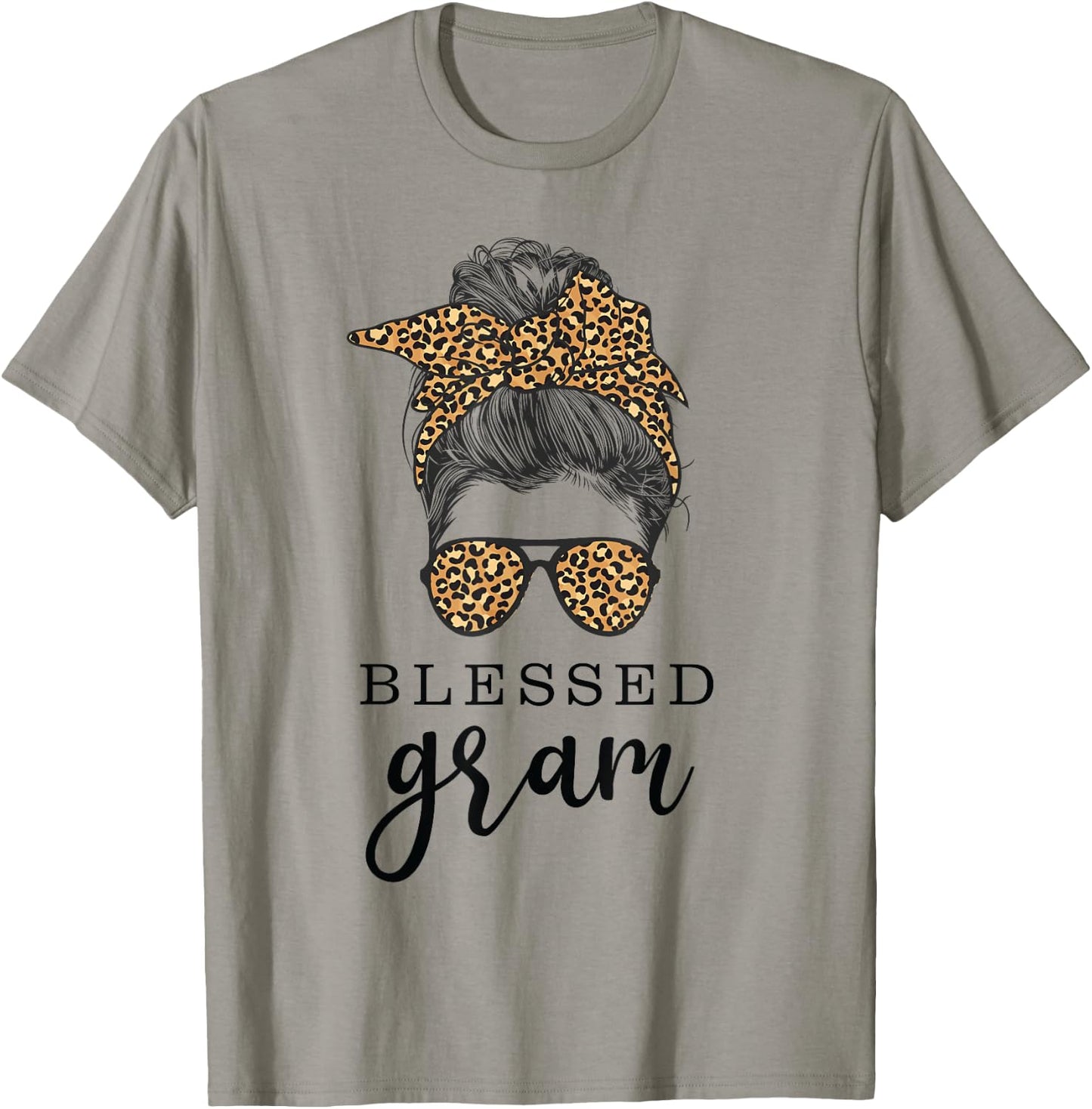 Blessed Gram Messy Bun Grandma T-Shirt - T-Shirt | Sand