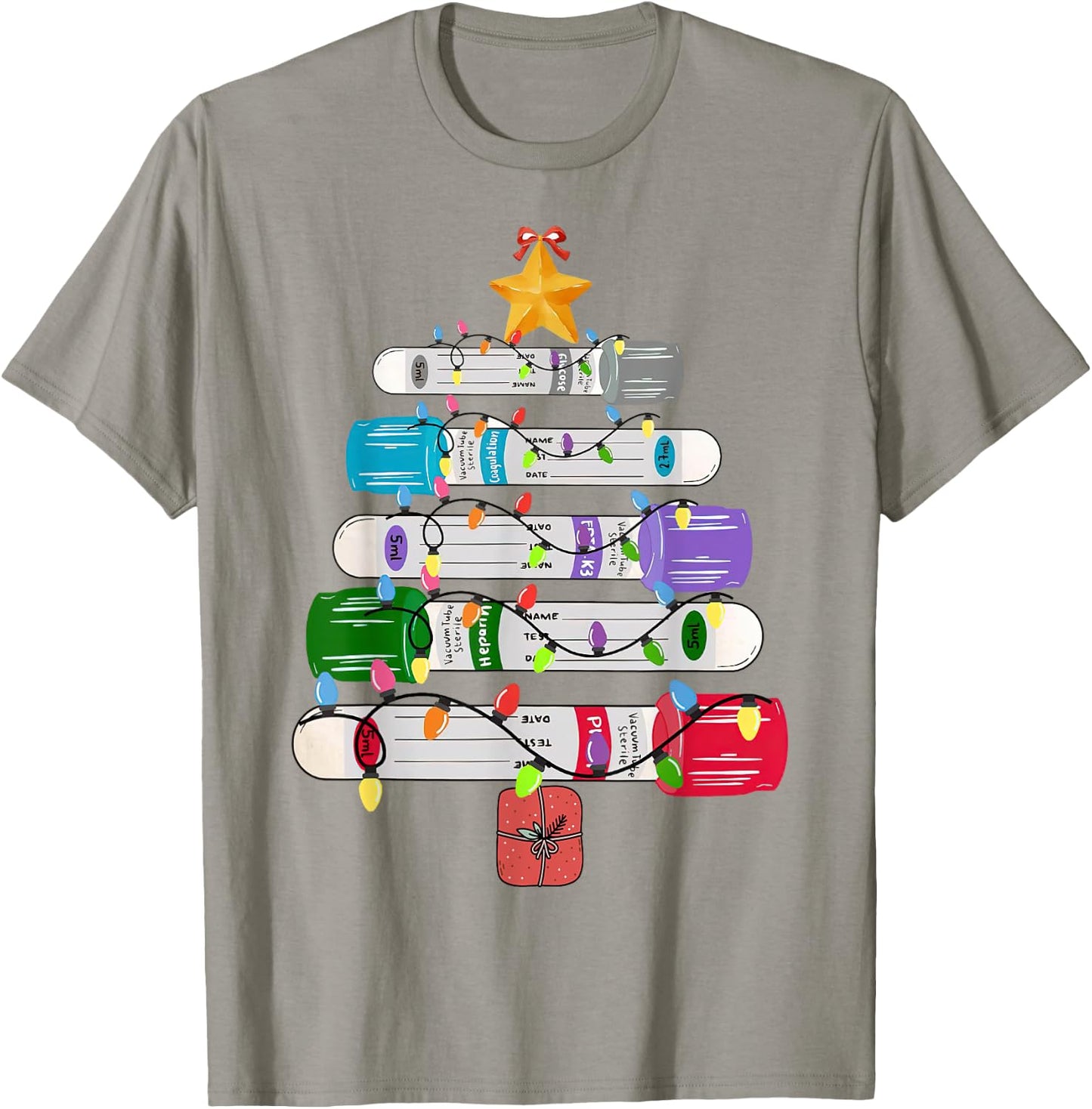 Test Tube Christmas, Phlebotomy Xmas, L@b Scientist Xmas T-Shirt - T-Shirt | Sand