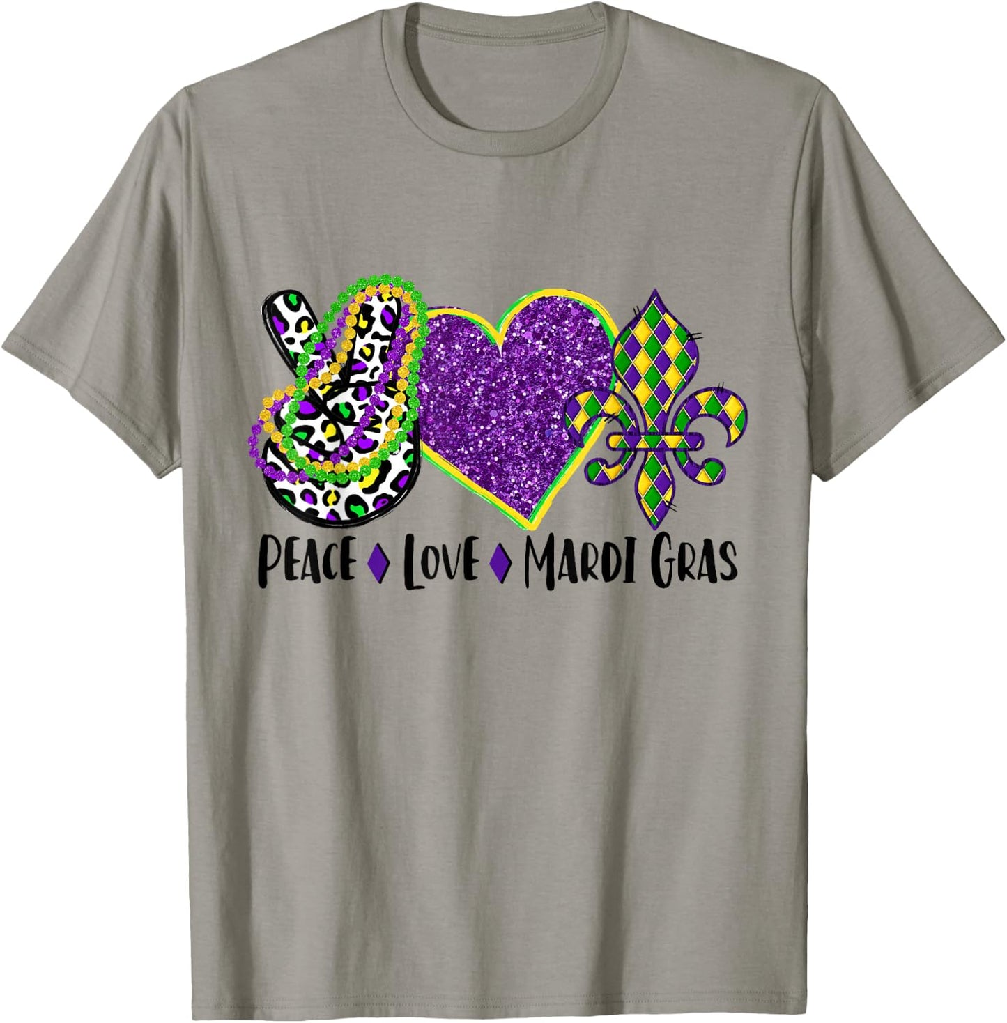 Peace Sign Heart Fleur De Lys Hippie Peace Love Mardi Gras T-Shirt - T-Shirt | Sand