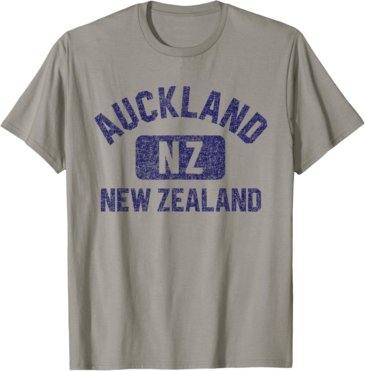 Auckland New Zealand Gym Style Distressed Dark Blue Print T-Shirt - T-Shirt | Sand