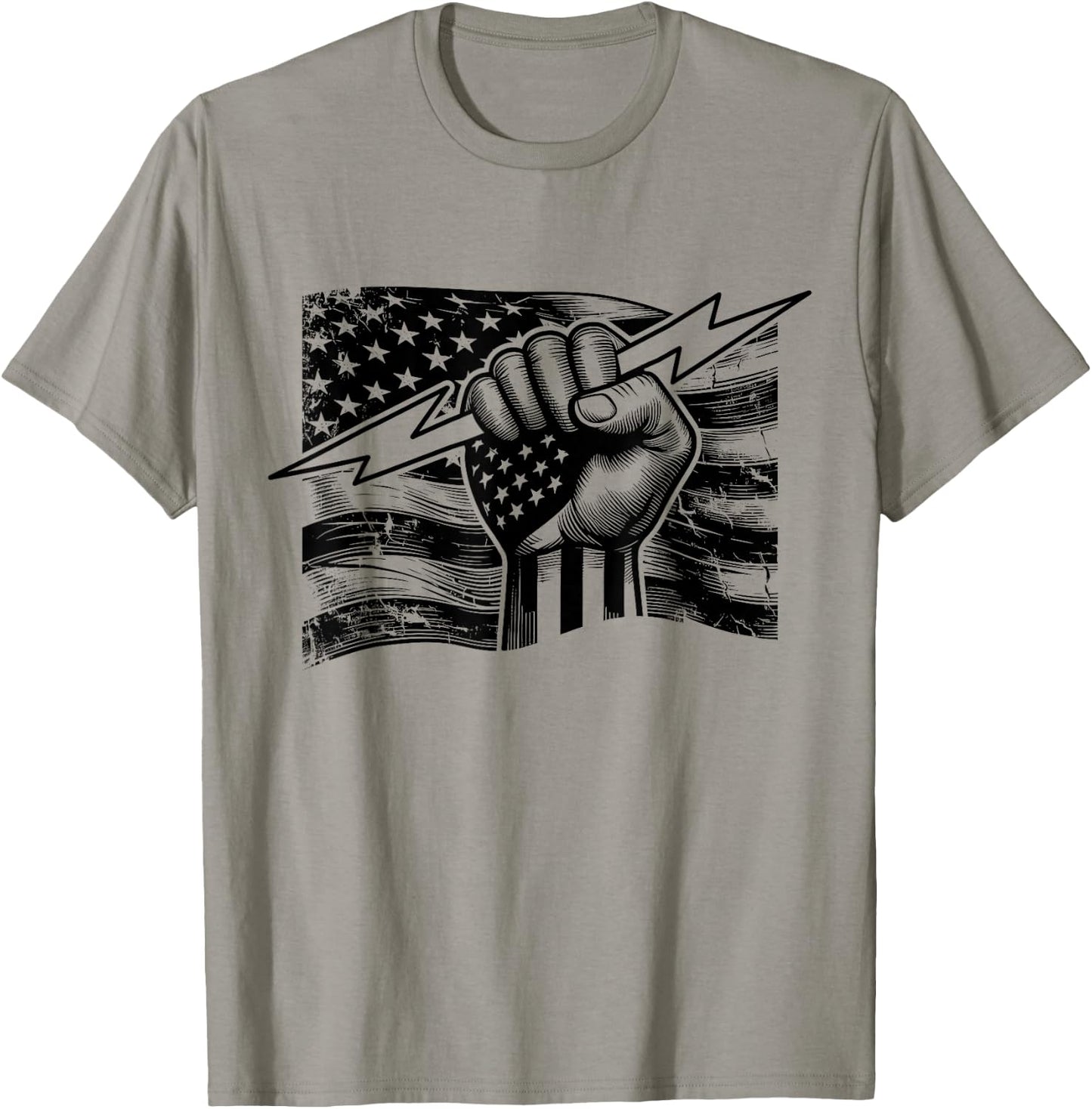 Electrician hero USA flag electrical worker lineman T-Shirt - T-Shirt | Sand
