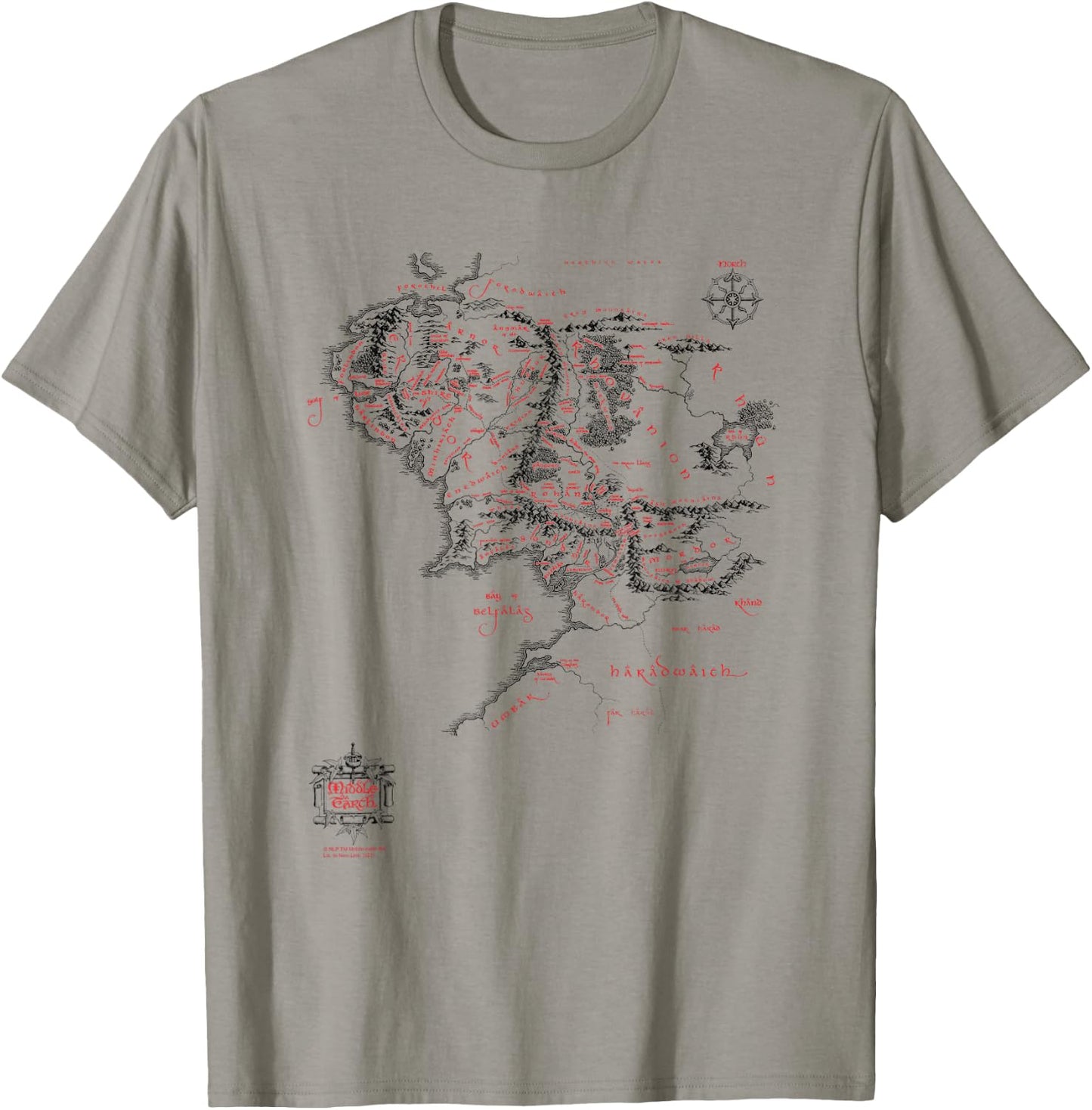 The Lord of The Rings Middle Earth Map Fantasy Movie T-Shirt - T-Shirt | Sand