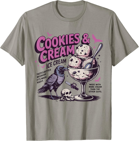 Cookie & Cream Ice Cream Butcher and Blackbird Book Lover T-Shirt - T-Shirt | Sand