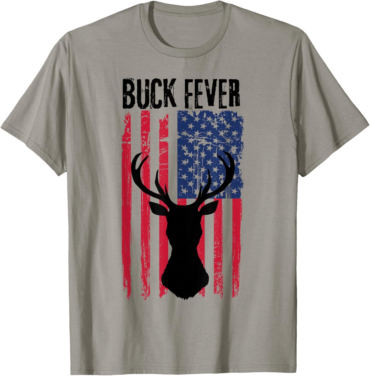 Deer American Flag Patriotic Buck Fever Hunting Hunters Hunt T-Shirt - T-Shirt | Sand