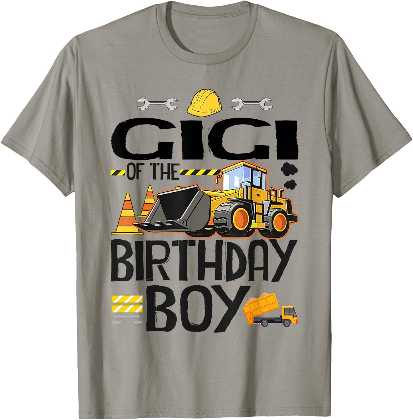 Gigi of The Birthday Boy Construction Excavator Family T-Shirt - T-Shirt | Sand