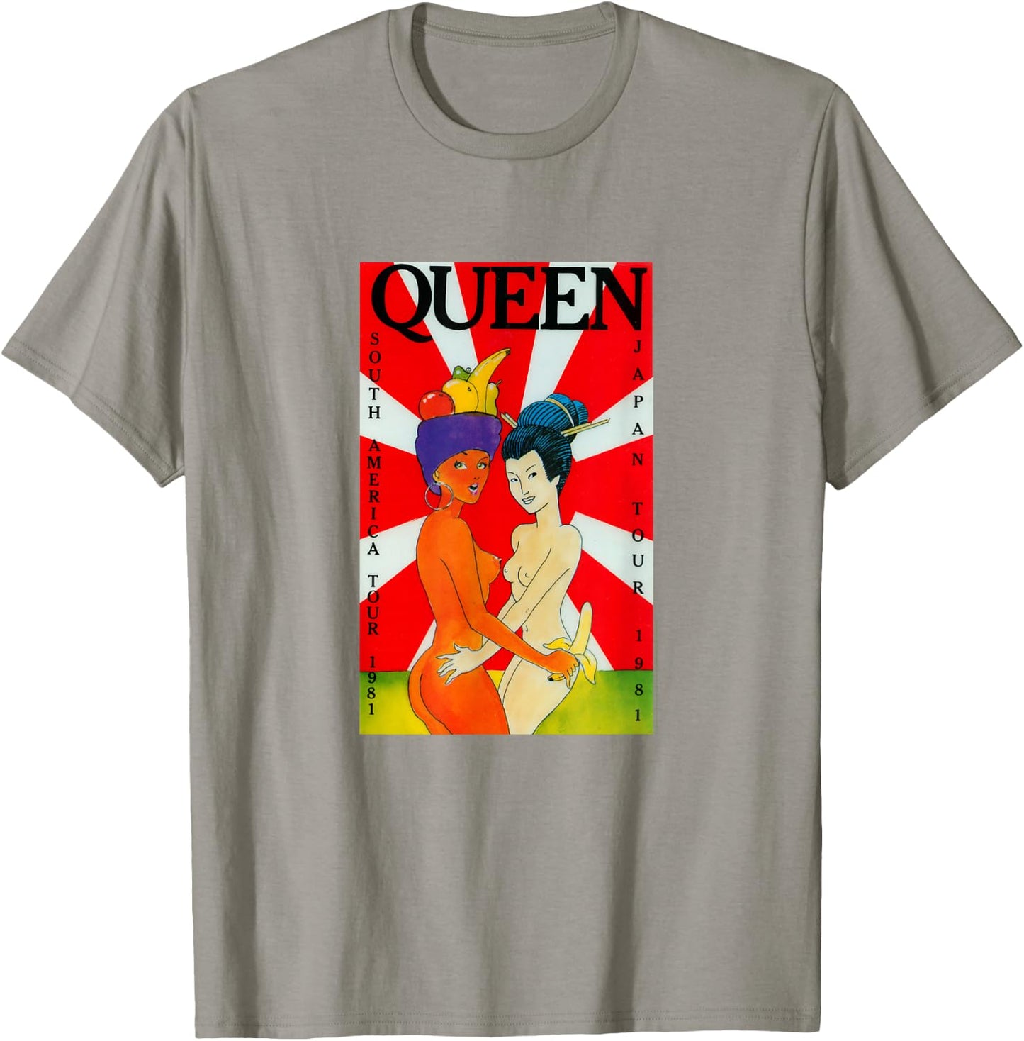 Queen Official South America Japan Tour 1981 T-Shirt - T-Shirt | Sand