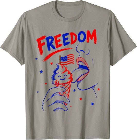 I Love The Taste of Freedom 4th July Patriotic Cream Couple T-Shirt - T-Shirt | Sand