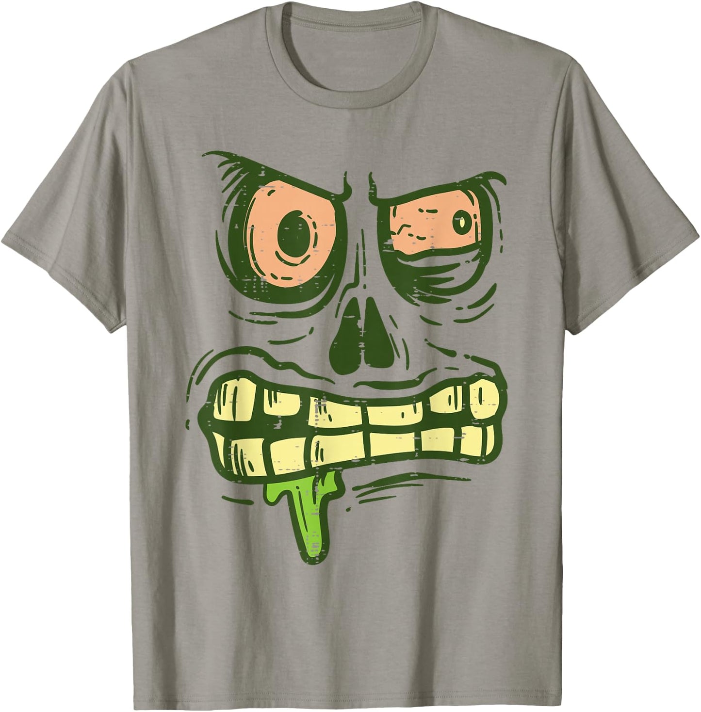 Green Zombie Monster Face Scary Spooky Halloween Boys Kids T-Shirt - T-Shirt | Sand