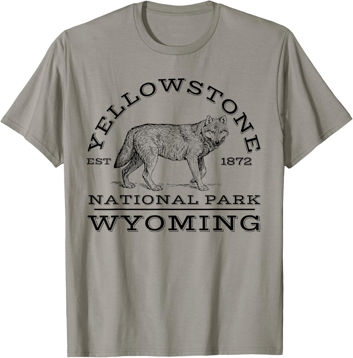 Yellowstone National Park Wolf Wyoming Hike Outdoors T-Shirt - T-Shirt | Sand