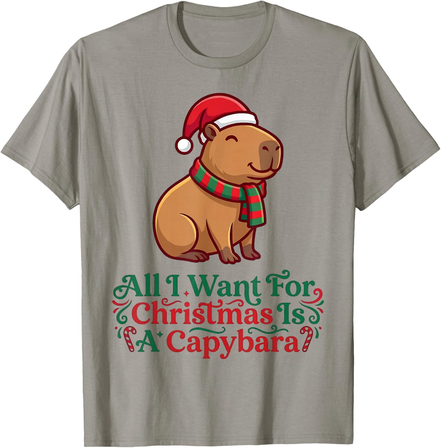 Christmas Capybara Ugly Sweater T-Shirt - T-Shirt | Sand
