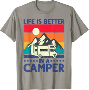 RV Camping Motorhome Life is Better in a Camper Men Women T-Shirt - T-Shirt | Sand