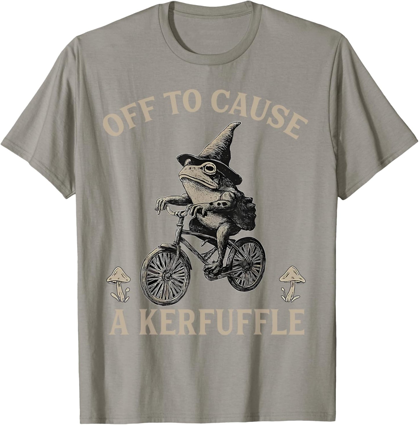 Sarcasm Frog Riding Bicycle Humor Off To Cause A Kerfuffle T-Shirt - T-Shirt | Sand