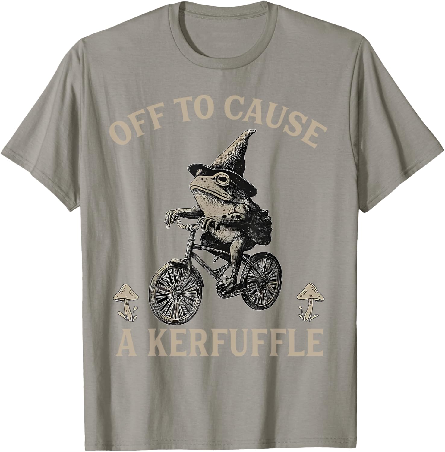Sarcasm Frog Riding Bicycle Humor Off To Cause A Kerfuffle T-Shirt - T-Shirt | Sand