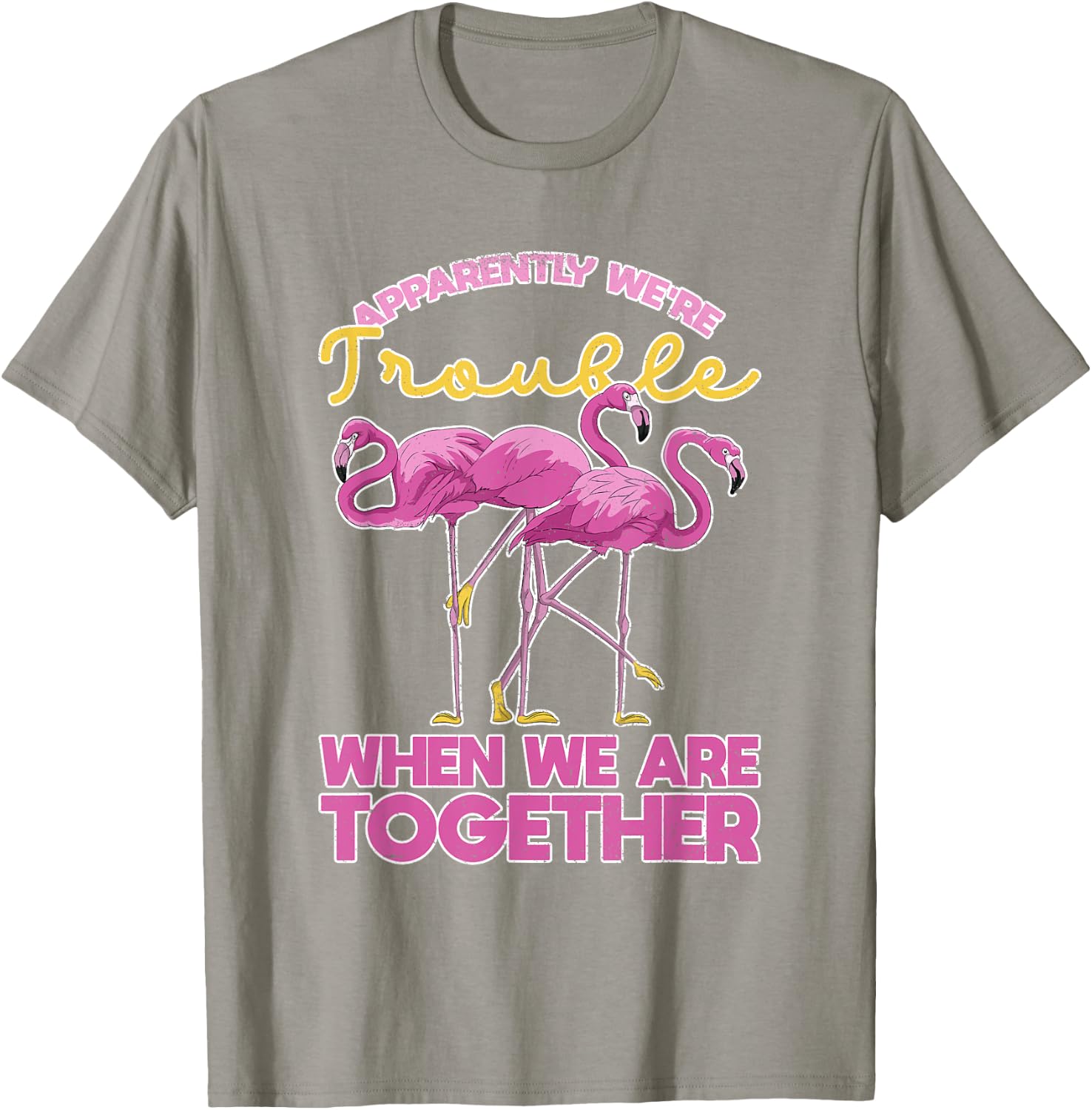 Apparently Were Trouble When We Are Together Funny Flamingo T-Shirt - T-Shirt | Sand