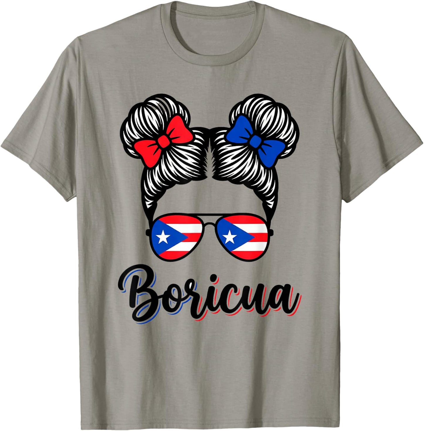 Puerto Rico Boricua Girl Retro Hair Sunglasses Souvenir T-Shirt - T-Shirt | Sand