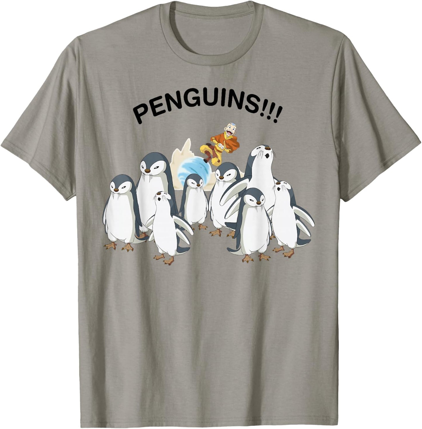 Avatar: The Last Airbender Aang And Penguins!! Portrait T-Shirt - T-Shirt | Sand