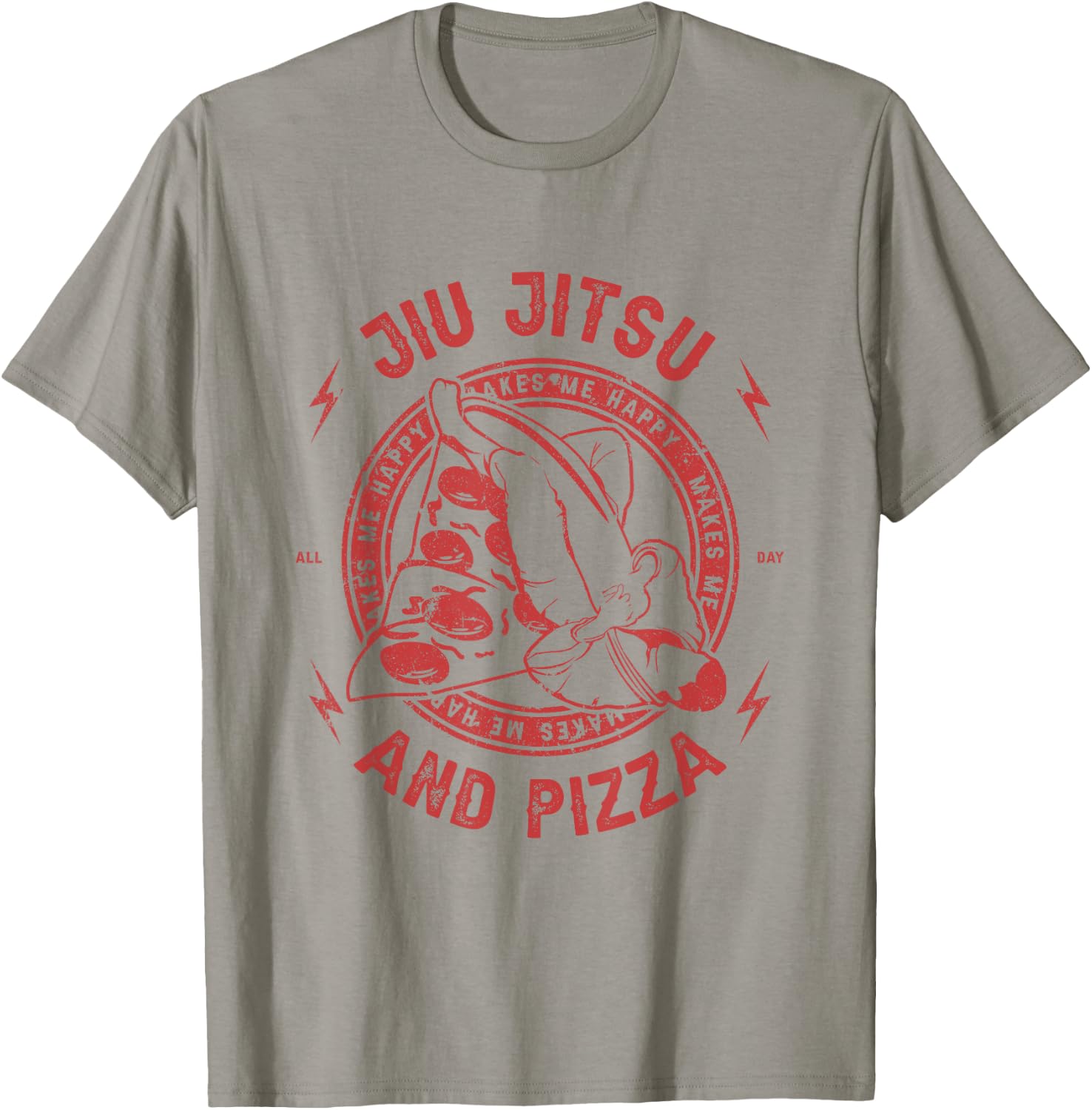 Jiu Jitsu And Pizza Funny Jujitsu BJJ and Mixed Martial Arts T-Shirt - T-Shirt | Sand