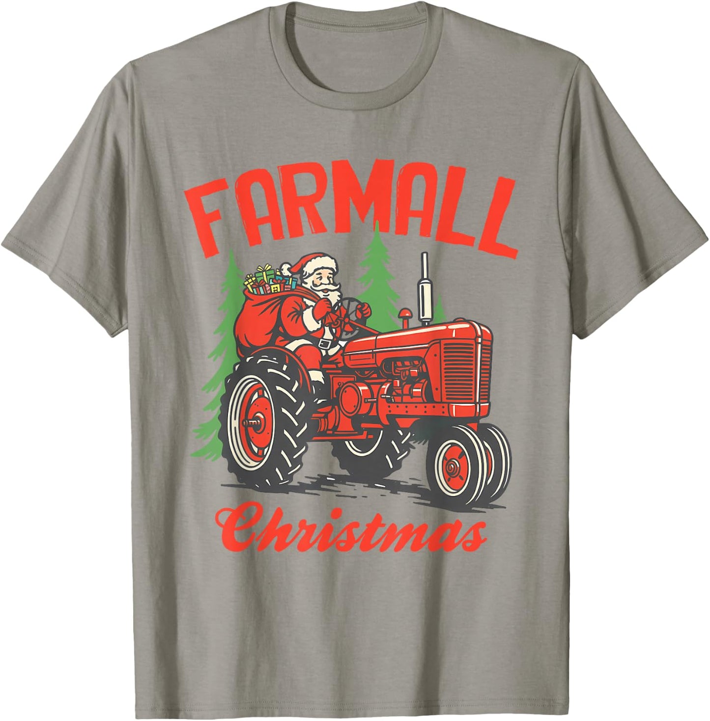 Christmas Xmas Santa On Tractor Farmer Farmall Christmas T-Shirt - T-Shirt | Sand