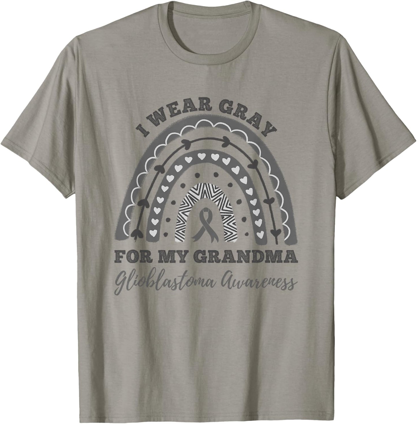 I Wear Gray For My Grandma Glioblastoma Awareness Rainbow T-Shirt - T-Shirt | Sand