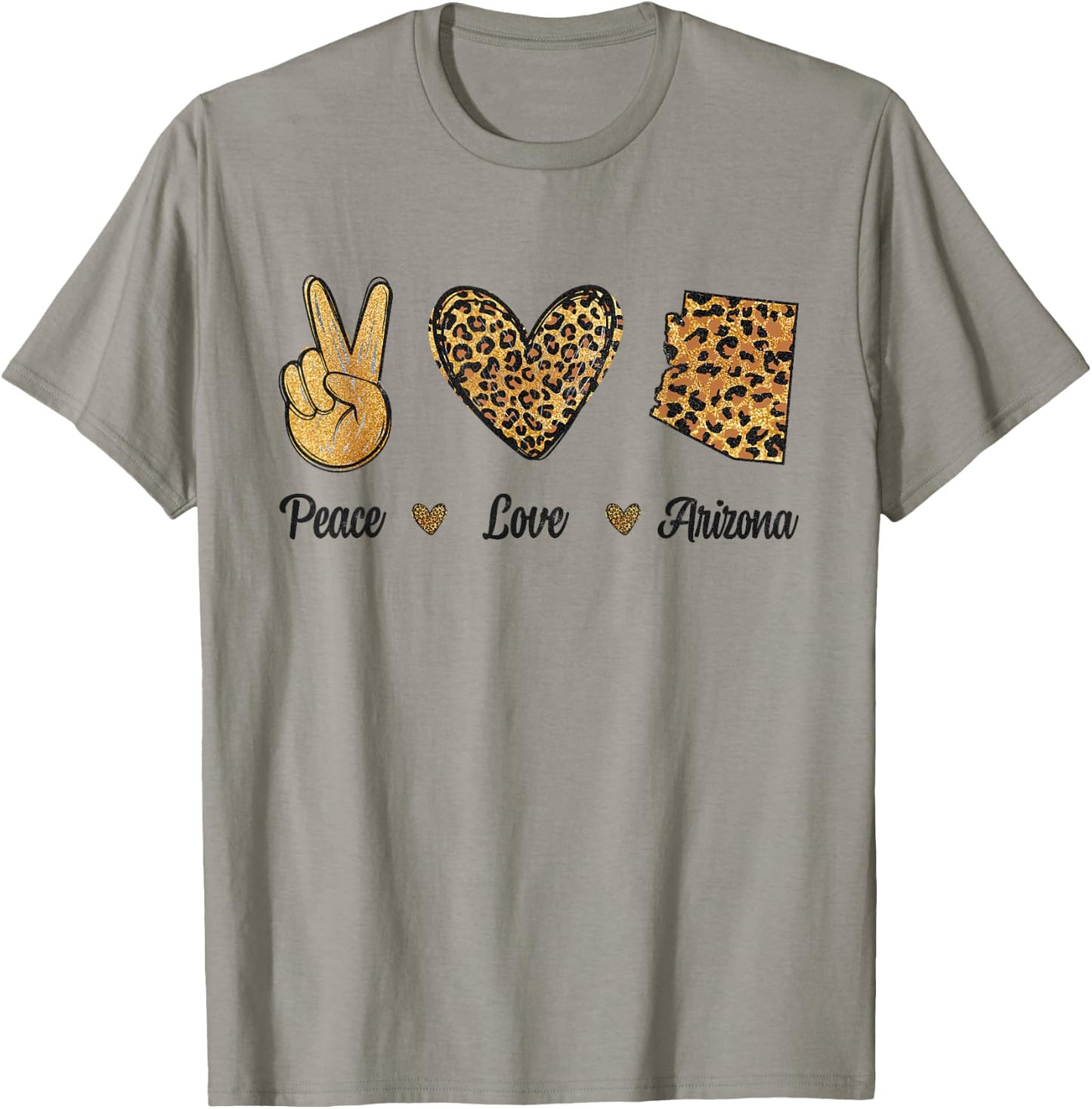 Peace Love Arizona Leopard Flag Map Souvenirs Women T-Shirt - T-Shirt | Sand
